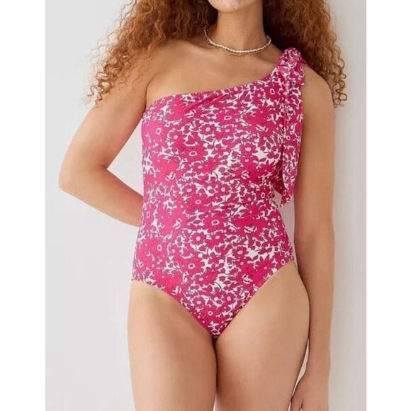 J. Crew Floral One Shoulder Swimsuit - Picture 1 of 8